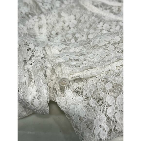 Isabel Marant Toyela White Lace Sheer Etoile Mock Neck Long Sleeve Top Size 38/6 - Picture 8 of 13